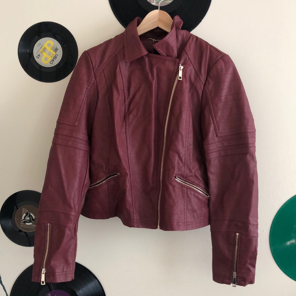 Maroon leather jacket